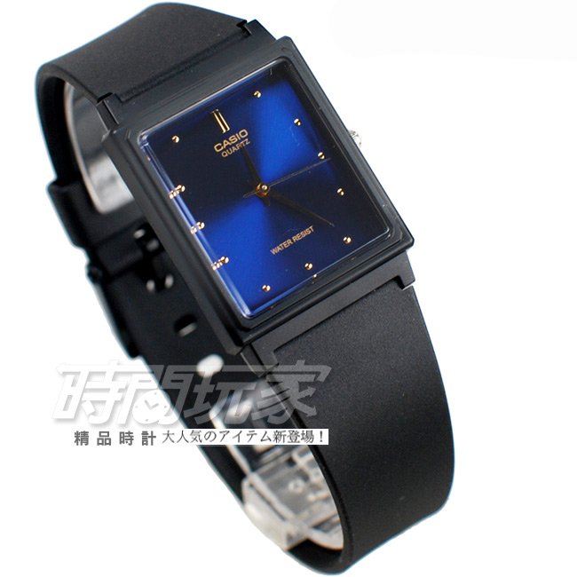 CASIO卡西歐 MQ-38-2A 撞色簡約方錶 橡膠錶帶 黑x藍色 MQ-38-2ADF 防水手錶 指針錶 兒童 女錶