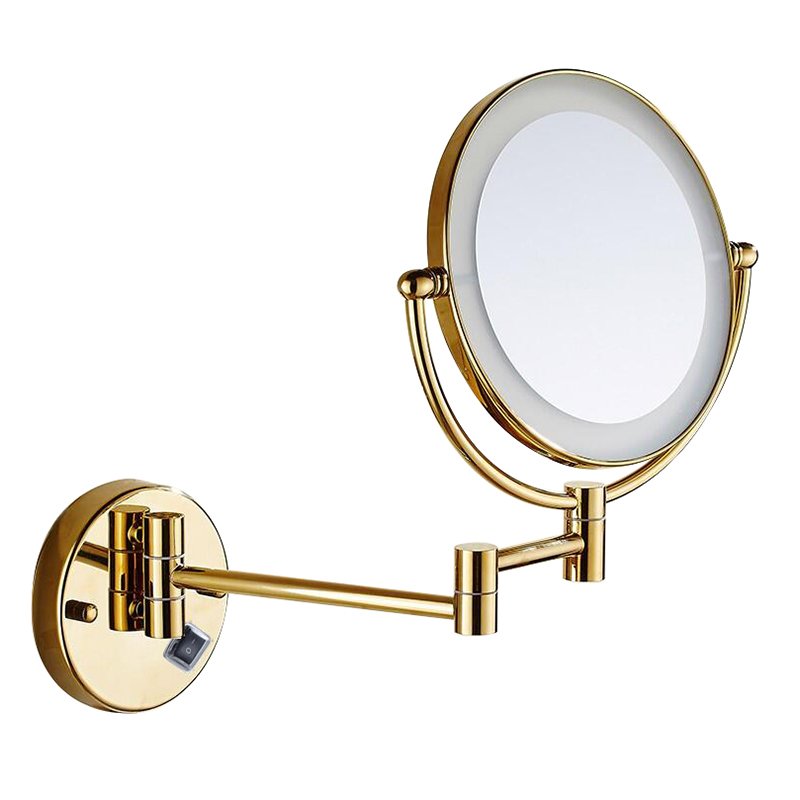 新時代衛浴 帶燈伸縮化妝鏡 放大鏡 一面正常一面 3 x 放大 伸縮可轉燈鏡 g 2885 香檳金