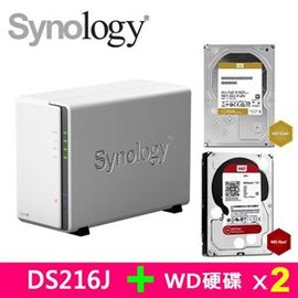 Synology DS216J，附WD 硬碟*2台- PChome 商店街