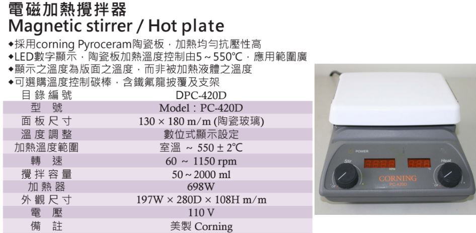 ファクトリーアウトレット 夢想屋コーニング CORNING デジタルホットプレートスターラー PC-420D 1-9458-01 