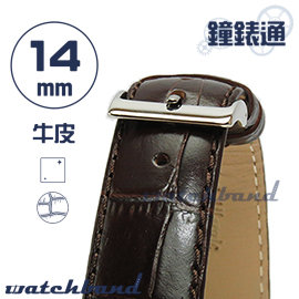 【鐘錶通】C1.28I《亮彩系列》鱷魚格紋-14mm 古典褐├手錶錶帶/皮帶/牛皮錶帶┤