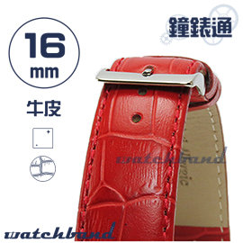 【鐘錶通】C1.21I《亮彩系列》鱷魚格紋-16mm 烈焰紅├手錶錶帶/皮帶/牛皮錶帶┤