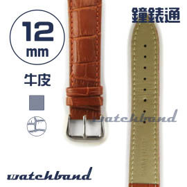 【鐘錶通】C1.21AA《霧面系列》鱷魚格紋-12mm 霧面棕├手錶錶帶/皮帶/牛皮錶帶┤