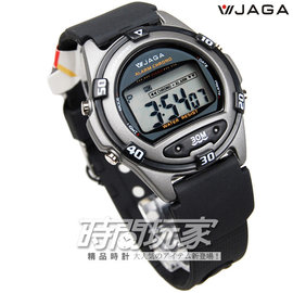 捷卡 JAGA 防水多功能 電子錶 藍色夜光 男錶 運動錶 學生錶 軍錶 M267-A黑