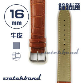 【鐘錶通】C1.21AA《霧面系列》鱷魚格紋-16mm 霧面棕├手錶錶帶/皮帶/牛皮錶帶┤
