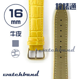 【鐘錶通】C1.40AA《霧面系列》鱷魚格紋-16mm 霧面橙黃├手錶錶帶/皮帶/牛皮錶帶┤