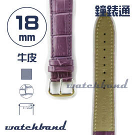 【鐘錶通】C1.70AA《霧面系列》鱷魚格紋-18mm 霧面紫(手拉錶耳)├手錶錶帶/皮帶/牛皮錶帶┤