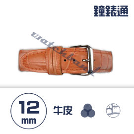【鐘錶通】C1.05KW《繽紛系列》鱷魚壓紋-12mm 橙橘├手錶錶帶/高質感/牛皮錶帶┤