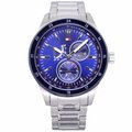 Tommy 美國時尚流行雙環風格鋼帶腕錶-藍-1791640