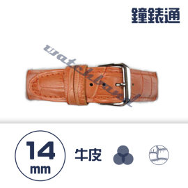 【鐘錶通】C1.05KW《繽紛系列》鱷魚壓紋-14mm 橙橘├手錶錶帶/高質感/牛皮錶帶┤