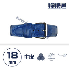 【鐘錶通】C1.06KW《繽紛系列》鱷魚壓紋-18mm 寶藍(手拉錶耳)├手錶錶帶/高質感/牛皮錶帶┤