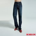 【BOBSON】男款貓鬚大直筒牛仔褲(深藍1713-52)