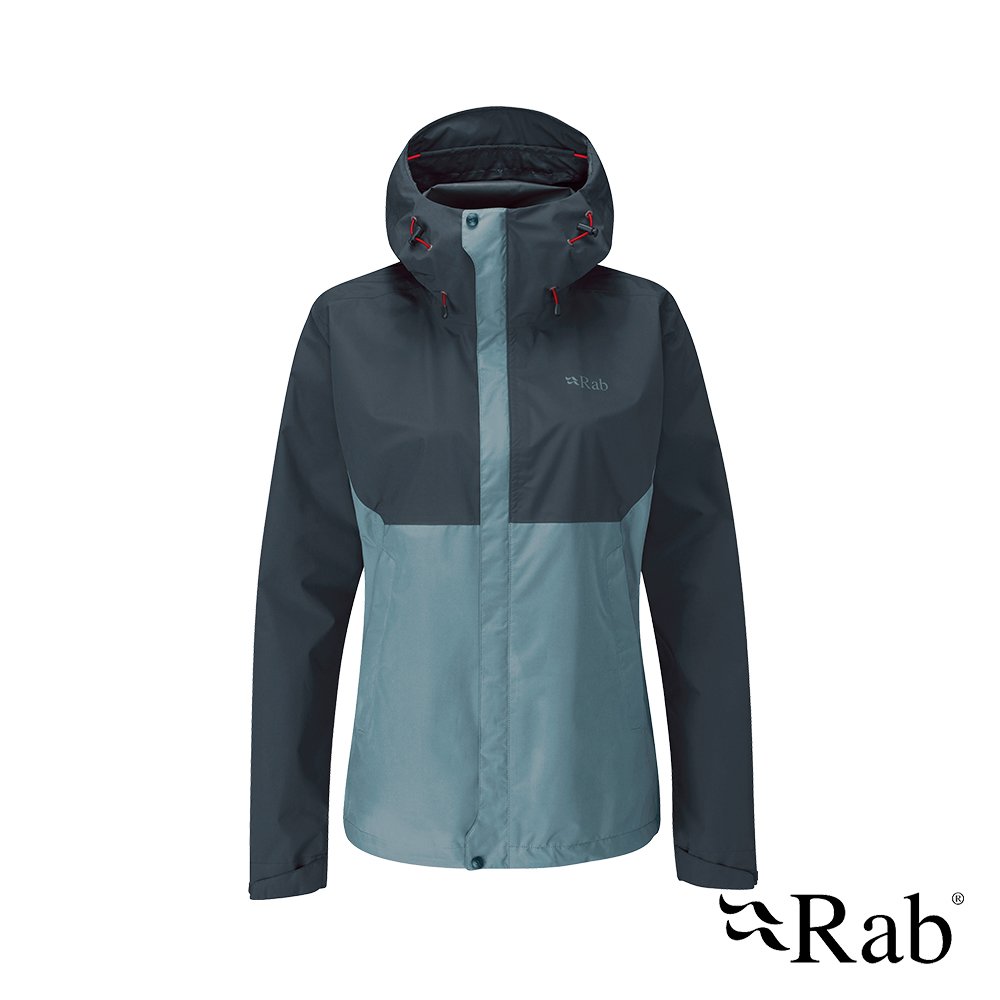 Rab|英國|Downpour Eco Jacket 女款輕量防風防水連帽外套 QWG-83-OBC 獵戶藍