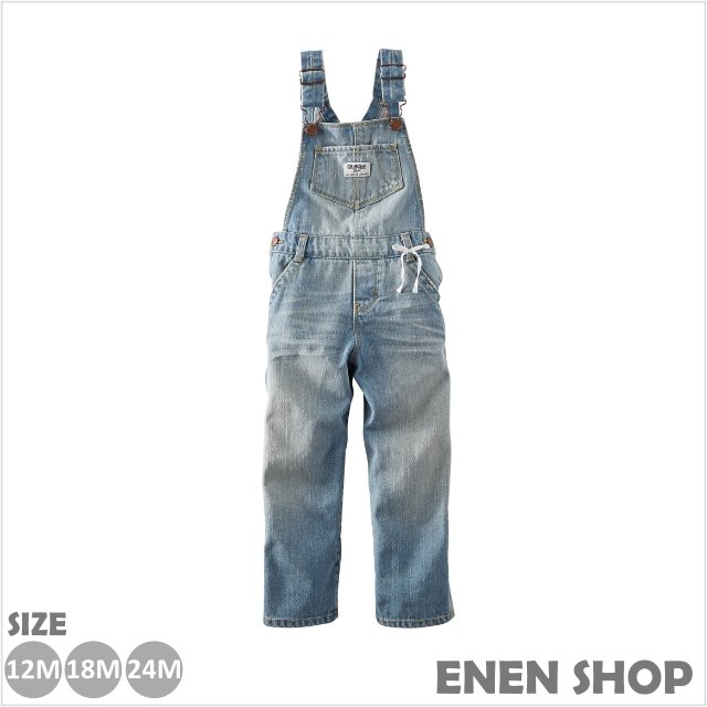 『Enen Shop』@OshKosh Bgosh 經典款淺藍刷白單寧吊帶褲 #434B251｜12M **零碼出清**