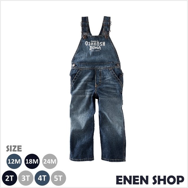 『Enen Shop』@OshKosh Bgosh 經典logo款單寧吊帶褲 #444A323｜12M/18M