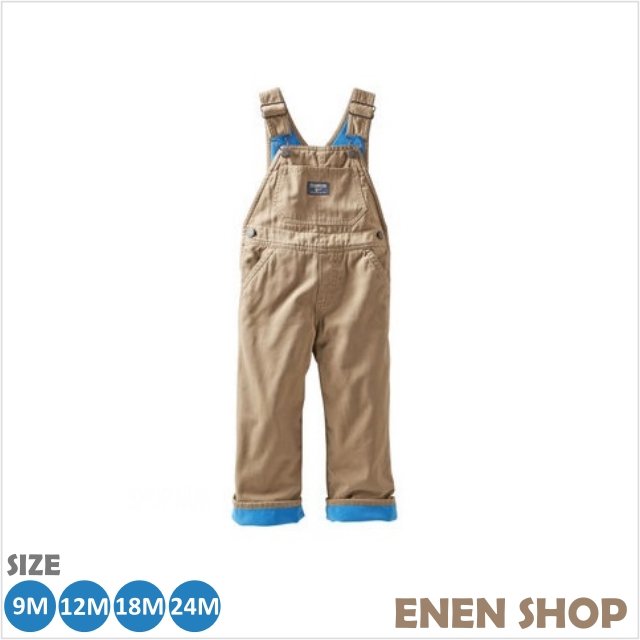 『Enen Shop』@OshKosh Bgosh 卡其色鋪棉款吊帶褲 #424A112｜9M/12M 推薦款