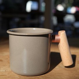 Truvii 木柄琺瑯杯400ml 木頭琺瑯杯/琺瑯咖啡杯/日系雜貨風馬克杯 可可色