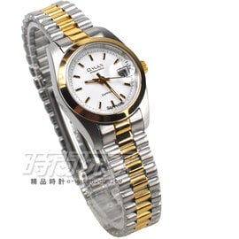 OMAX 時尚城市圓錶 半金色不銹鋼帶 藍寶石水晶 女錶 日期視窗 OM4002L半金T