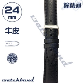 【鐘錶通】C1-01FR《簡約系列》荔枝紋-24mm 墨黑┝手錶錶帶/荔枝紋/牛皮錶帶┥