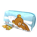 拉拉熊方型收納包 藍色 Rilakkuma 懶懶熊 化妝包 旅行包 筆袋 SAN-X 日本 iaeShop