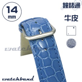 【鐘錶通】C1-60BR《亮彩系列》鱷魚小花紋-14mm 冰雪藍 /手錶錶帶/鱷魚小花紋/牛皮錶帶/