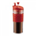 丹麥 Bodum TRAVEL 雙層 濾壓真空隨行杯 咖啡法壓杯 450ml 可壓-紅色 #11100-294BUS