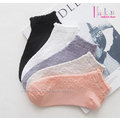 【Hankaro】★流行爆款清新風格蕾絲織紋棉質短襪(5雙一組)★~(合併批發另洽)