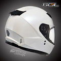 YC騎士生活_SOL SF-2 素色 極輕量 全罩式 安全帽 內襯全可拆洗．DEVS雙重排氣系統 亮白 SF2