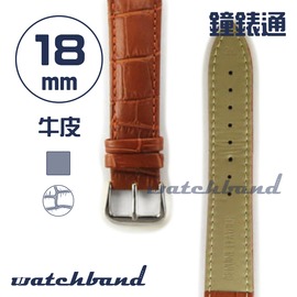 【鐘錶通】C1.21AA《霧面系列》鱷魚格紋-18mm 霧面棕├手錶錶帶/皮帶/牛皮錶帶┤