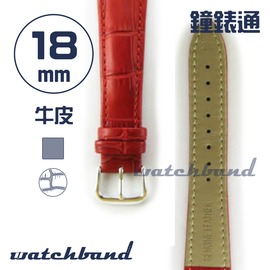 【鐘錶通】C1.30AA《霧面系列》鱷魚格紋-18mm 霧面朱紅├手錶錶帶/皮帶/牛皮錶帶┤