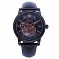 ARMANI 環環相扣鏤空造型時尚機械腕錶-黑-AR60012
