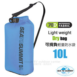 【澳洲 Sea To Summit】新款 LIGHTWEIGHT SLING DRY BAG 70D 可揹負式防水收納袋(10L)打包袋.打理包/防水係數10000mm_STSASBAG10LBL 藍