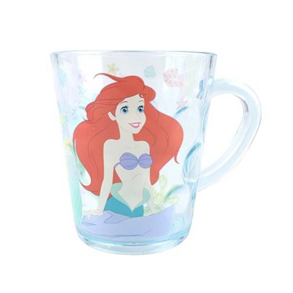 迪士尼水晶杯子-小美人魚 愛麗兒 Ariel 水杯 牛奶杯 漱口杯 手把 餐具 學習杯 公主