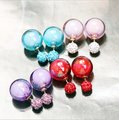 【愛米莉】韓國雙面珍珠玻璃 前後式兩用耳環 耳針耳釘耳墜耳飾 大力丸 韓系飾品(8色)