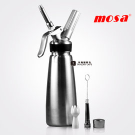 【MOSA】不銹鋼奶油槍 / 奶油發泡器 (霧銀) - 0.5L【贈N2O氣瓶：10顆/1盒】