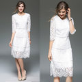 【韓國KW-歐美風】KBN2277-8 歐風時尚鏤空蕾絲洋裝-白