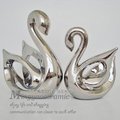 INPHIC-新古典裝飾工藝品 鍍銀色情侶天鵝 現代陶瓷家居擺飾