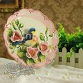INPHIC-家居田園裝飾品歐式擺飾藍鳥玫瑰3D陶瓷掛盤裝飾盤