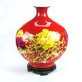 INPHIC-ZF-D129 景德鎮 陶瓷 紅麥稈鑲金花開富貴花瓶 工藝擺飾