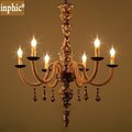 INPHIC-美式鐵藝麻繩吊燈 歐式復古6頭蠟燭吊燈 客廳書房辦公室服裝店燈