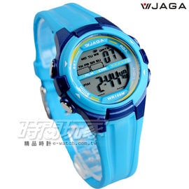 JAGA捷卡 多功能數位電子女錶 兒童手錶 男童 女童 防水錶 可游泳 計時碼錶 M1140-E(藍)