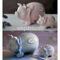 INPHIC-雜貨 點點豬手繪陶瓷儲蓄罐零錢罐 藍粉兩色