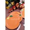 INPHIC-橙色磨砂面手繪陶瓷圓盤平盤-8吋