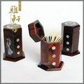 INPHIC-牙籤盒 越南紅木工藝品 六角嵌貝花紋美女 木雕家居擺飾