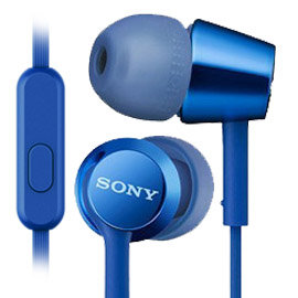 【曜德★送收納盒】SONY MDR-EX155AP 深藍 細膩金屬 耳道式耳機 線控MIC ★免運★