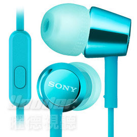 【曜德★送收納盒】SONY MDR-EX155AP 淺藍 細膩金屬 耳道式耳機 線控MIC ★免運★