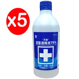 天乾75%藥用酒精液(500ml/罐)-5罐(附噴頭1個)