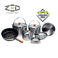 ZED 戶外不鏽鋼鍋具組II XL ZBACK0305 / 城市綠洲 (304不銹鋼、三層式鍋面、鑽石塗層、附贈收納袋)