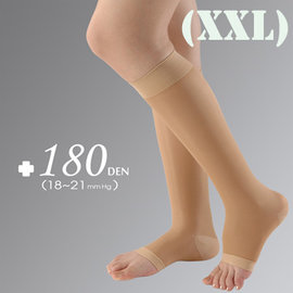 YASCO昭惠醫療漸進式彈性襪1雙-小腿襪露趾-膚色(XXL)