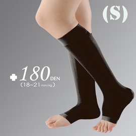YASCO昭惠醫療漸進式彈性襪1雙-小腿襪露趾-黑色(S)